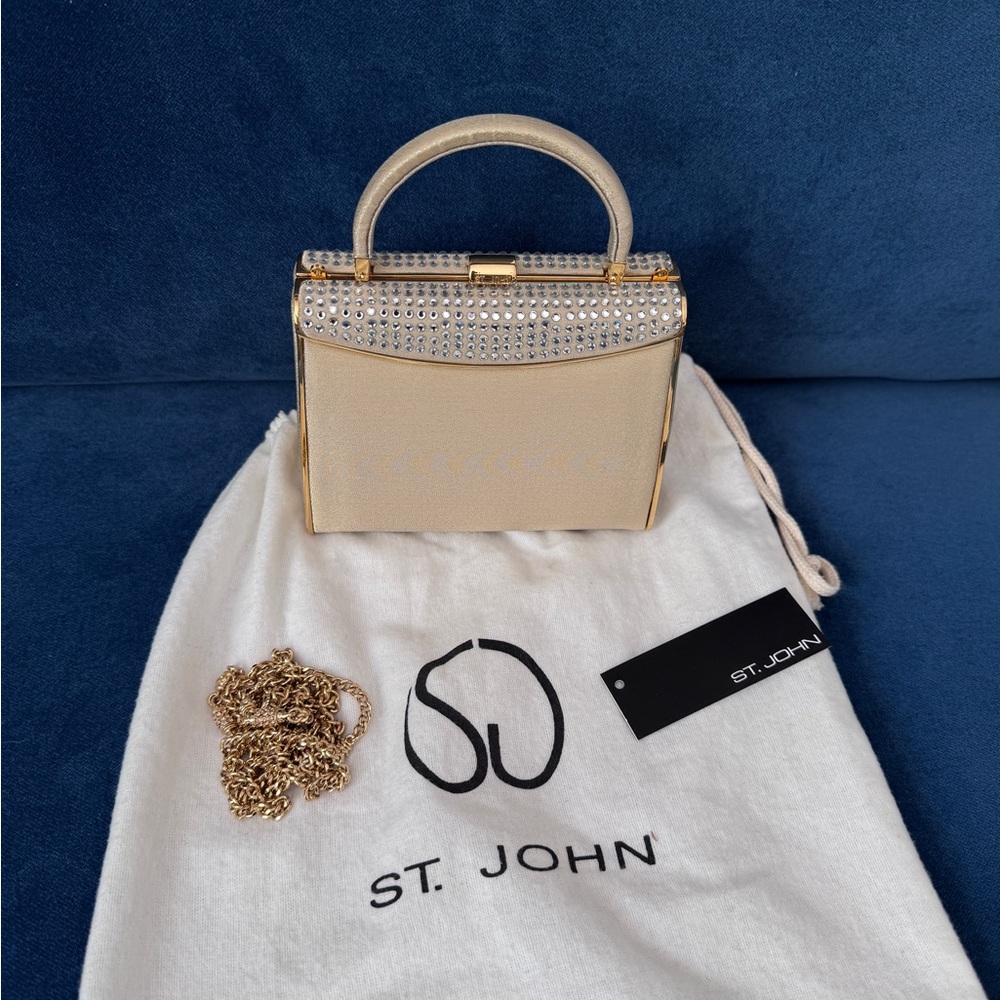 St. John Vintage Mini top Handle Gold Evening‎ Bag .